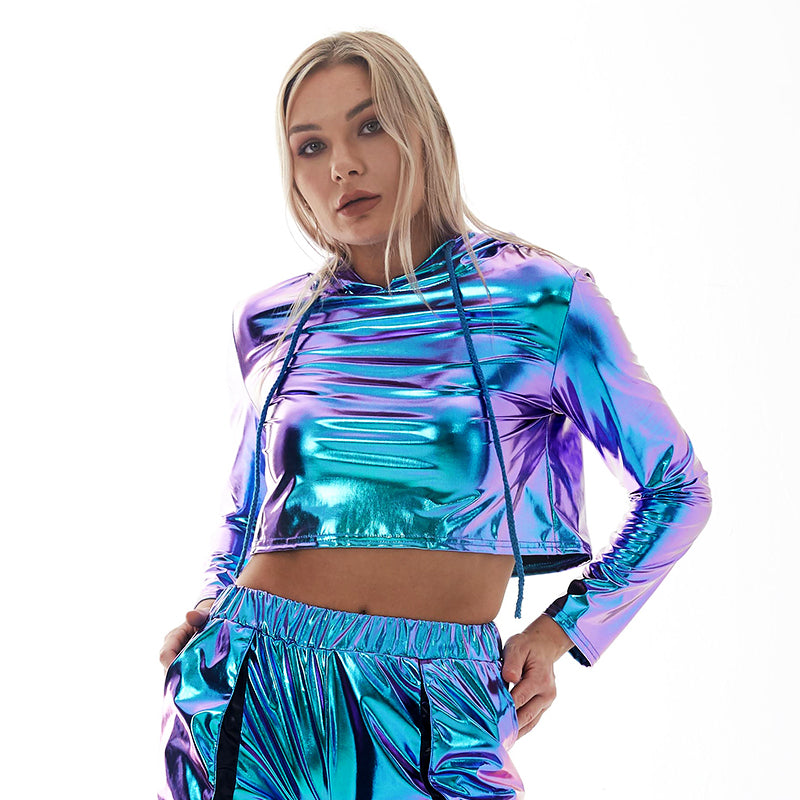 Long Sleeve Short Crop Loose Pullover Hoodie