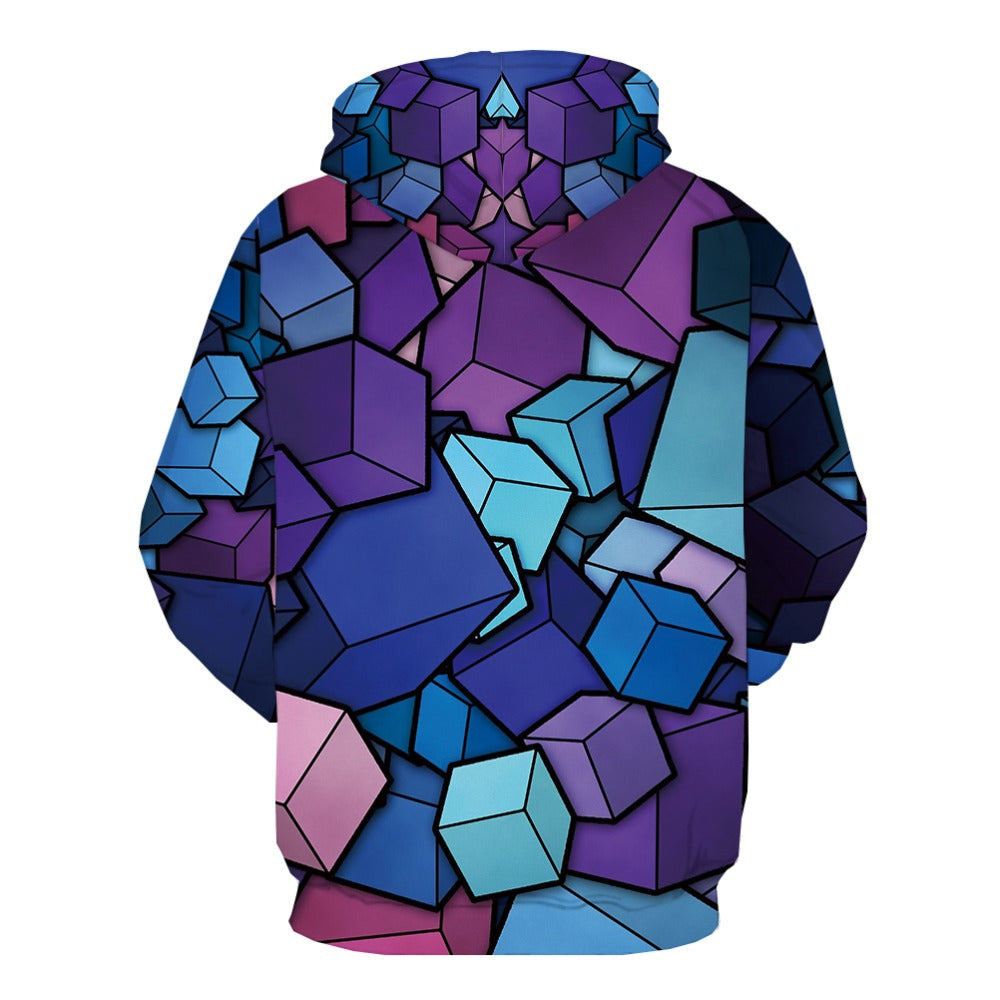 Stilvoller 3D-gedruckter Kapuzenpullover mit mehreren Mustern