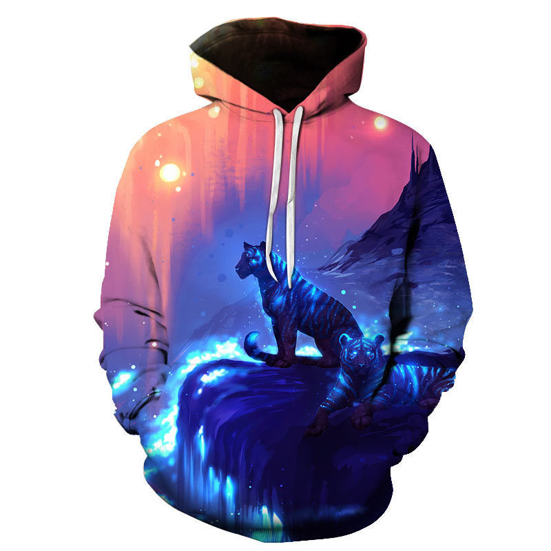 Mehrfarbiger, eleganter, digital bedruckter 3D-Hoodie