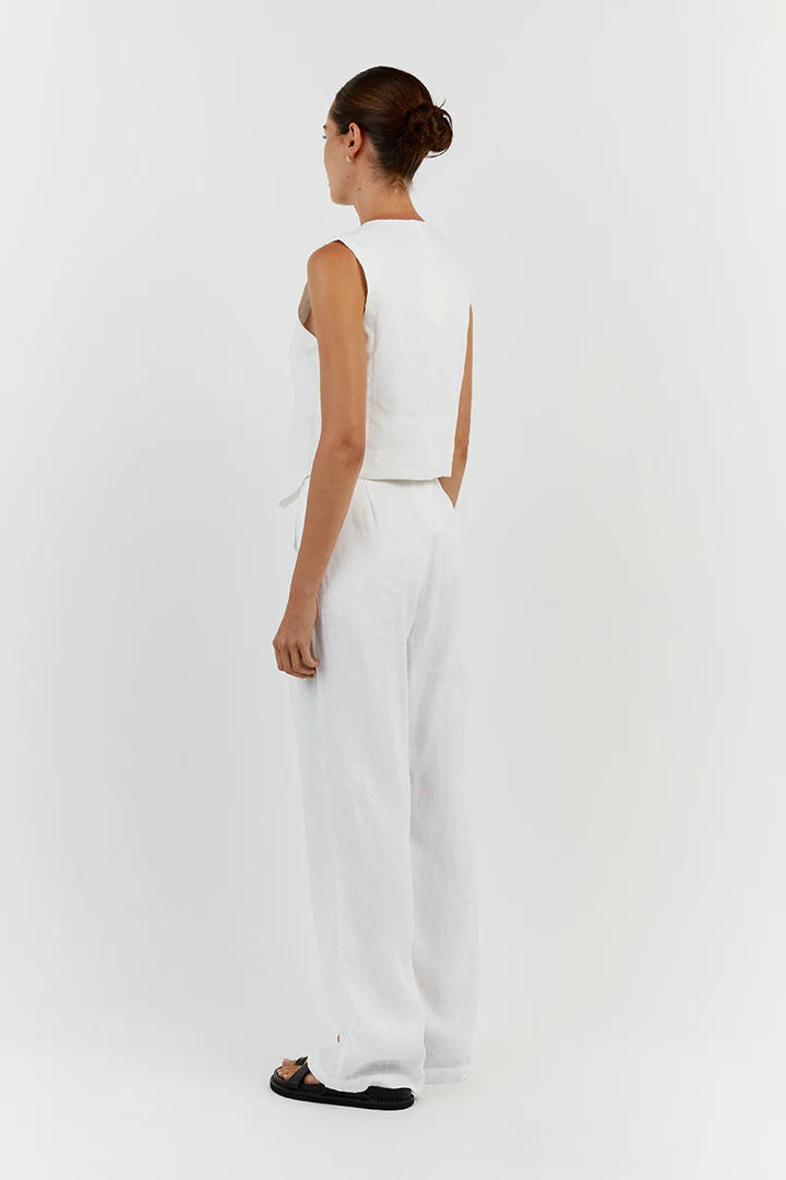 Ensemble pantalon gilet en lin sans manches
