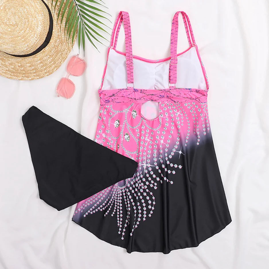 Unique Women's 3D Print Tankini Plus Size