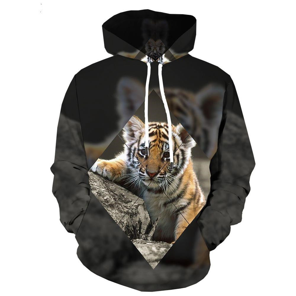 Stilvoller 3D-gedruckter Kapuzenpullover mit mehreren Mustern