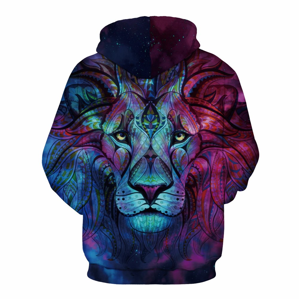 Multi Shade Lion Printed 3D Hoodie