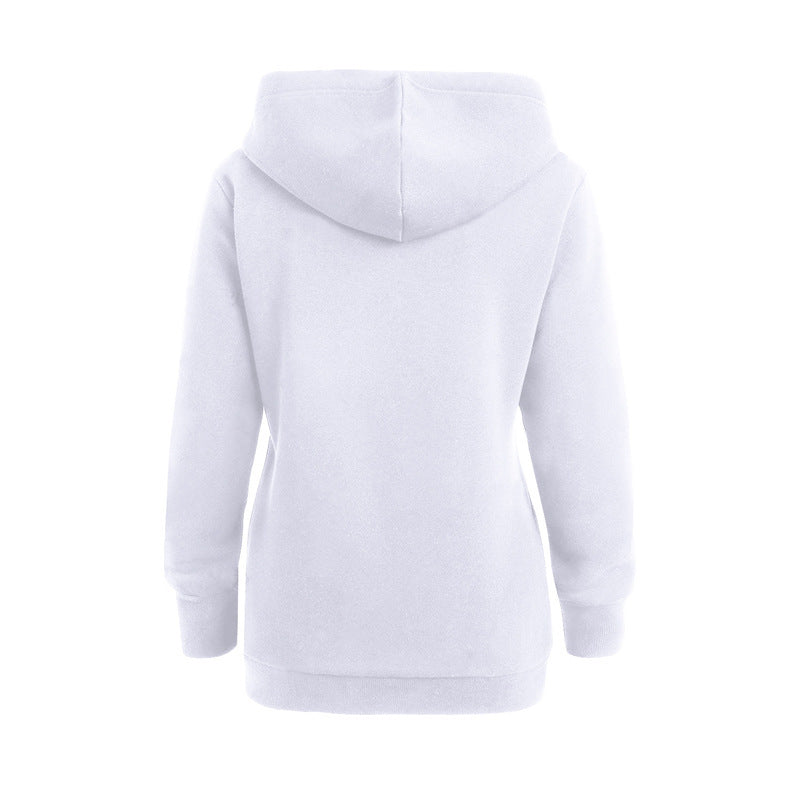 Christmas Elk Printed Long Sleeve Hoodie