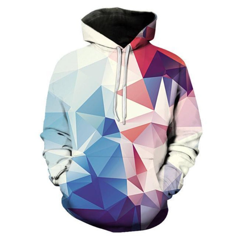 3D Geometric Diamond Printed Pullover Hoodie Outfit Lander