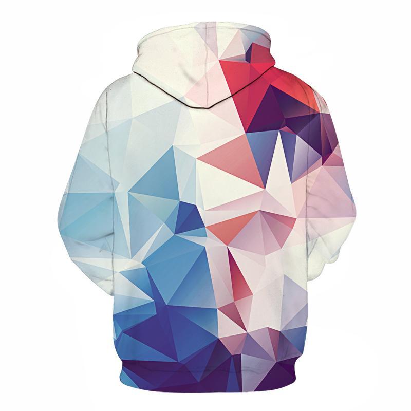 3D Geometric Diamond Printed Pullover Hoodie