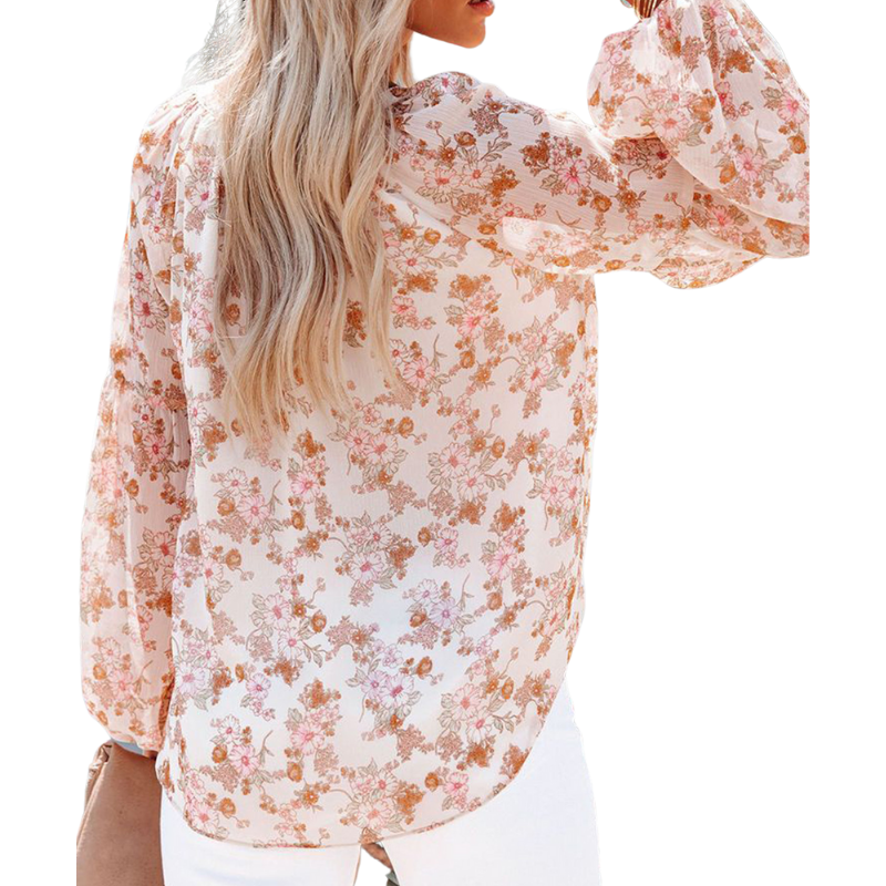 Chemise boutonnée à manches lanternes et imprimé floral