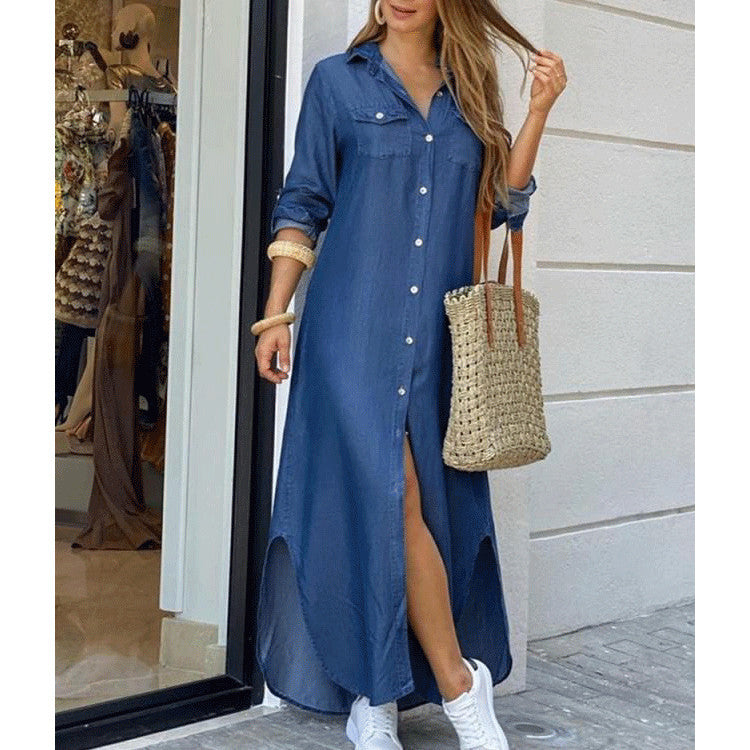 Frühling Sommer Mode Druck Sexy Shirt langen Rock Kleid