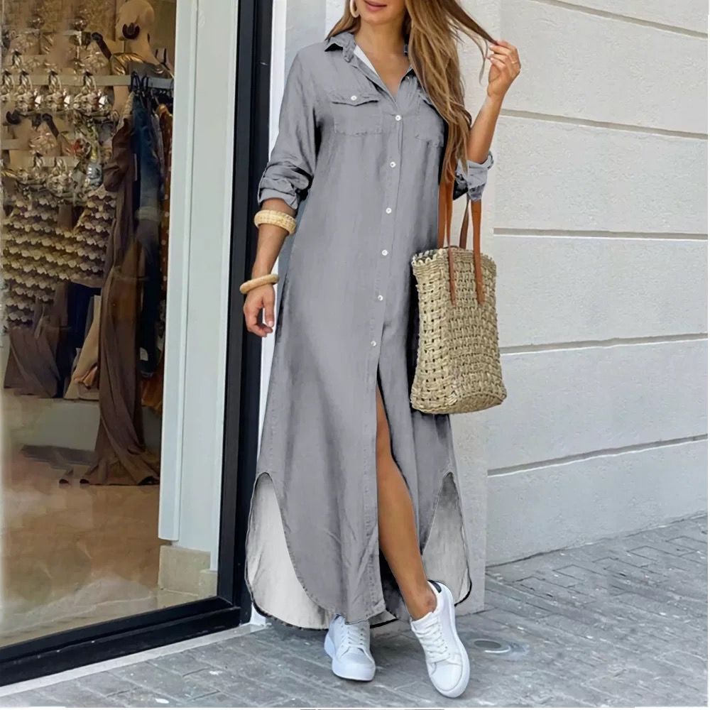 Frühling Sommer Mode Druck Sexy Shirt langen Rock Kleid