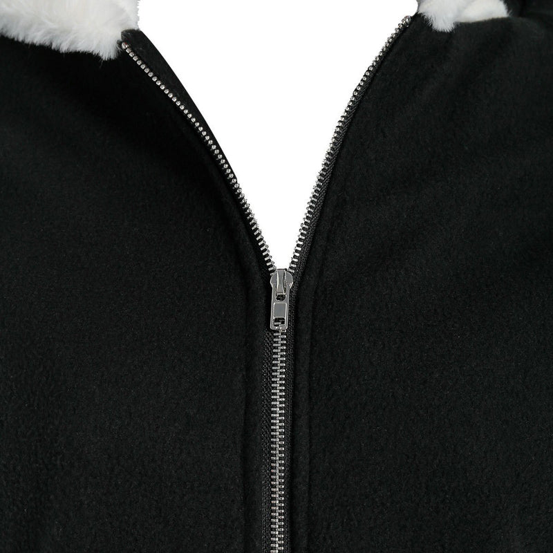 Casual Cat Pattern Plush Zipper Sweater Hoodie