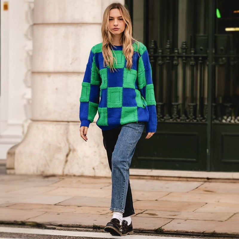 Casual Checked Loose Pullover Sweater