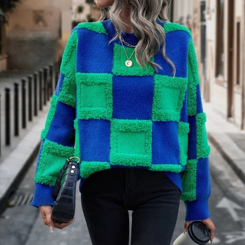 Casual Checked Loose Pullover Sweater