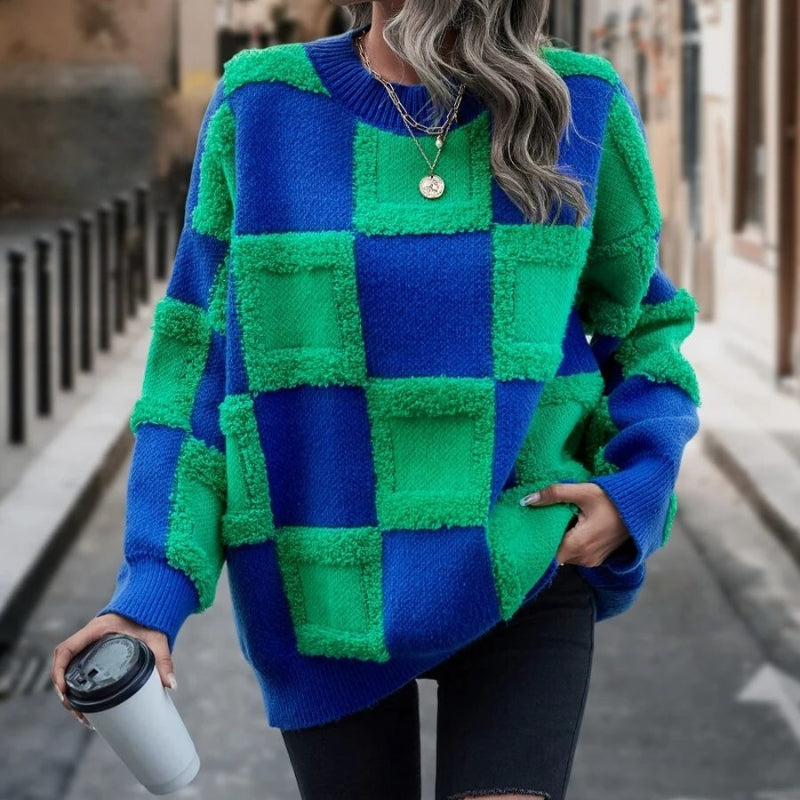 Casual Checked Loose Pullover Sweater