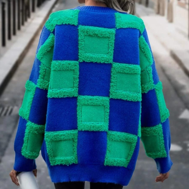 Casual Checked Loose Pullover Sweater