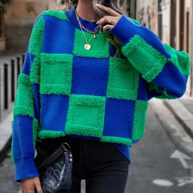 Casual Checked Loose Pullover Sweater