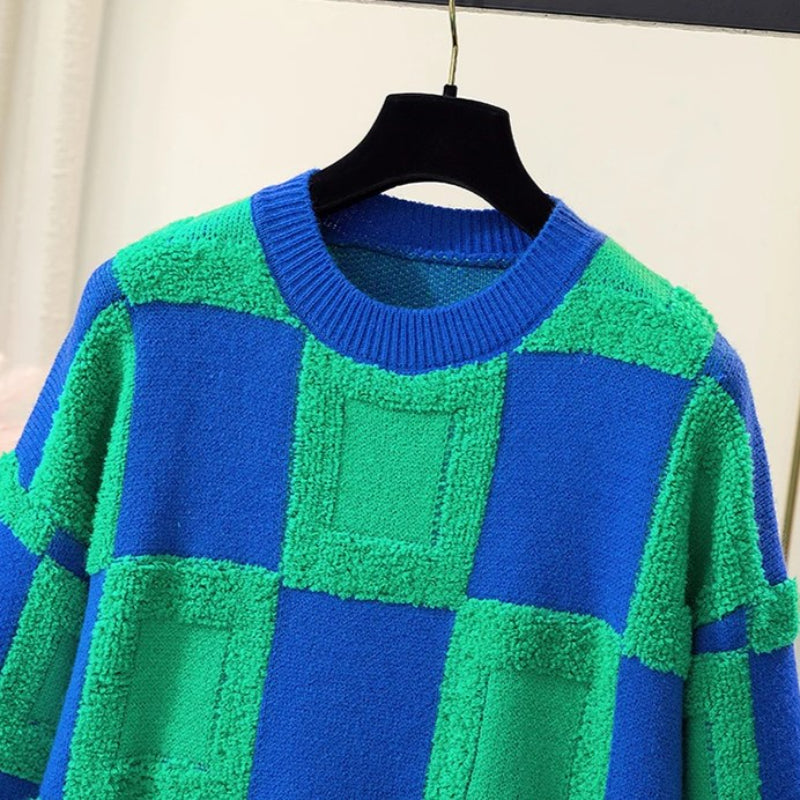Casual Checked Loose Pullover Sweater