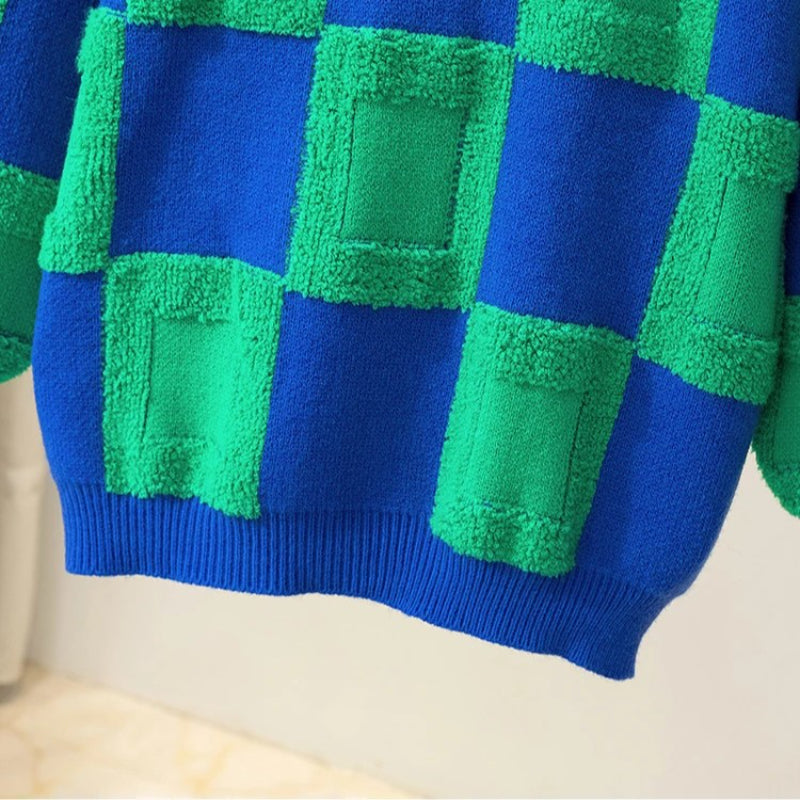 Casual Checked Loose Pullover Sweater