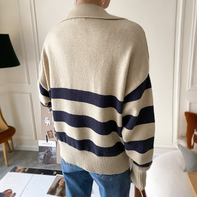 Casual Large Striped Loose Pullover Sweater