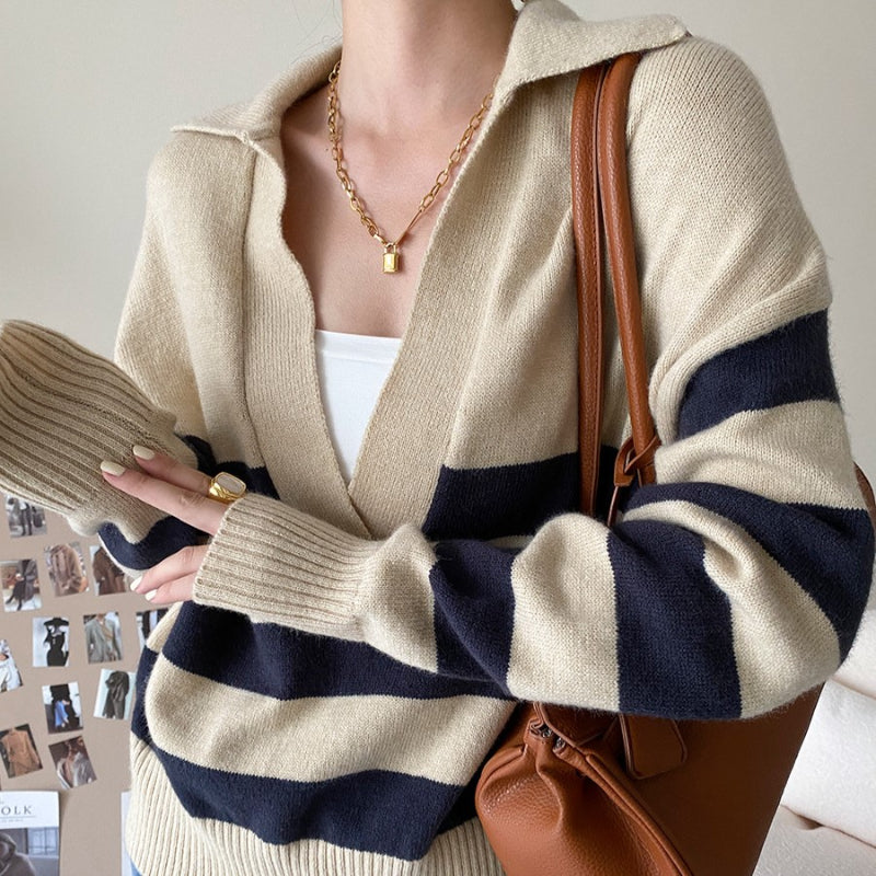 Casual Large Striped Loose Pullover Sweater