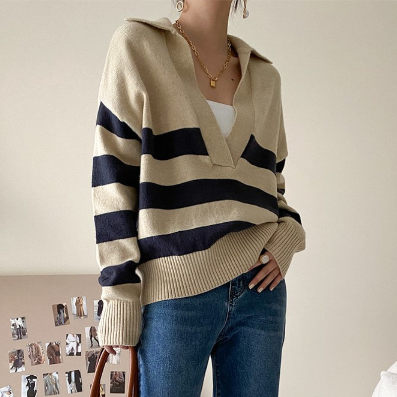Casual Large Striped Loose Pullover Sweater