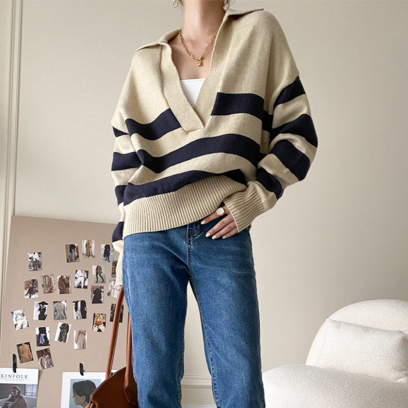 Casual Large Striped Loose Pullover Sweater