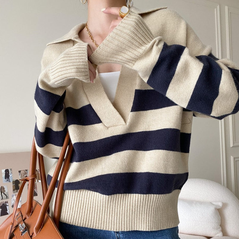 Casual Large Striped Loose Pullover Sweater