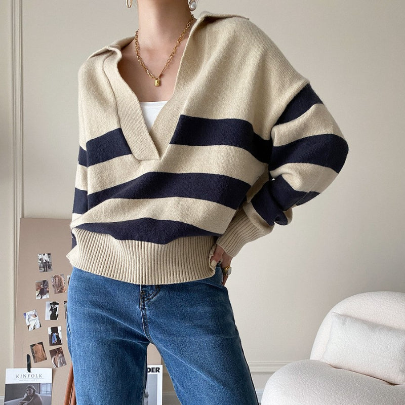 Casual Large Striped Loose Pullover Sweater