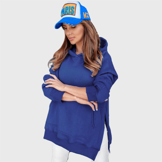 Casual Long Sleeve Side Slit Sweater Hoodie