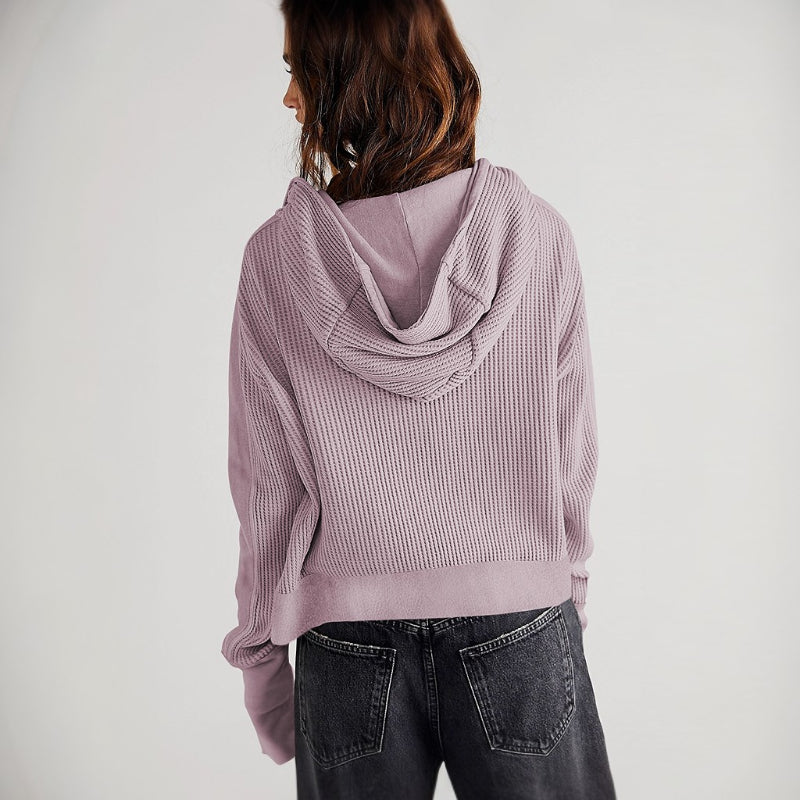 Casual Long Sleeve Zipper Hooded Sweatshirt