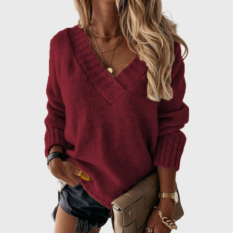 Casual Plain Long Sleeve Pullover Sweater