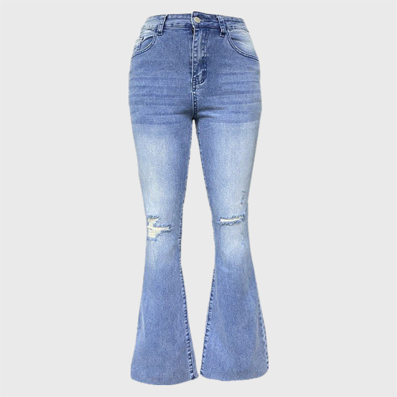 Casual Stretchy Ripped Flared Jeans