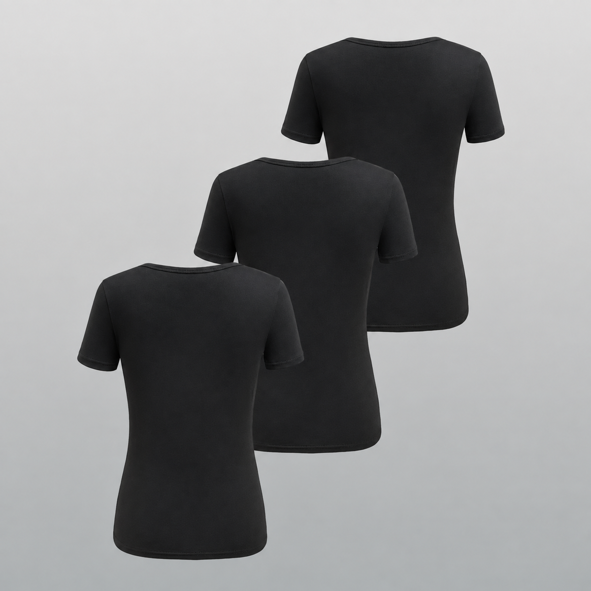 Pack Of 3 Fitted Short Sleeve Button Detail Casual Top For Women