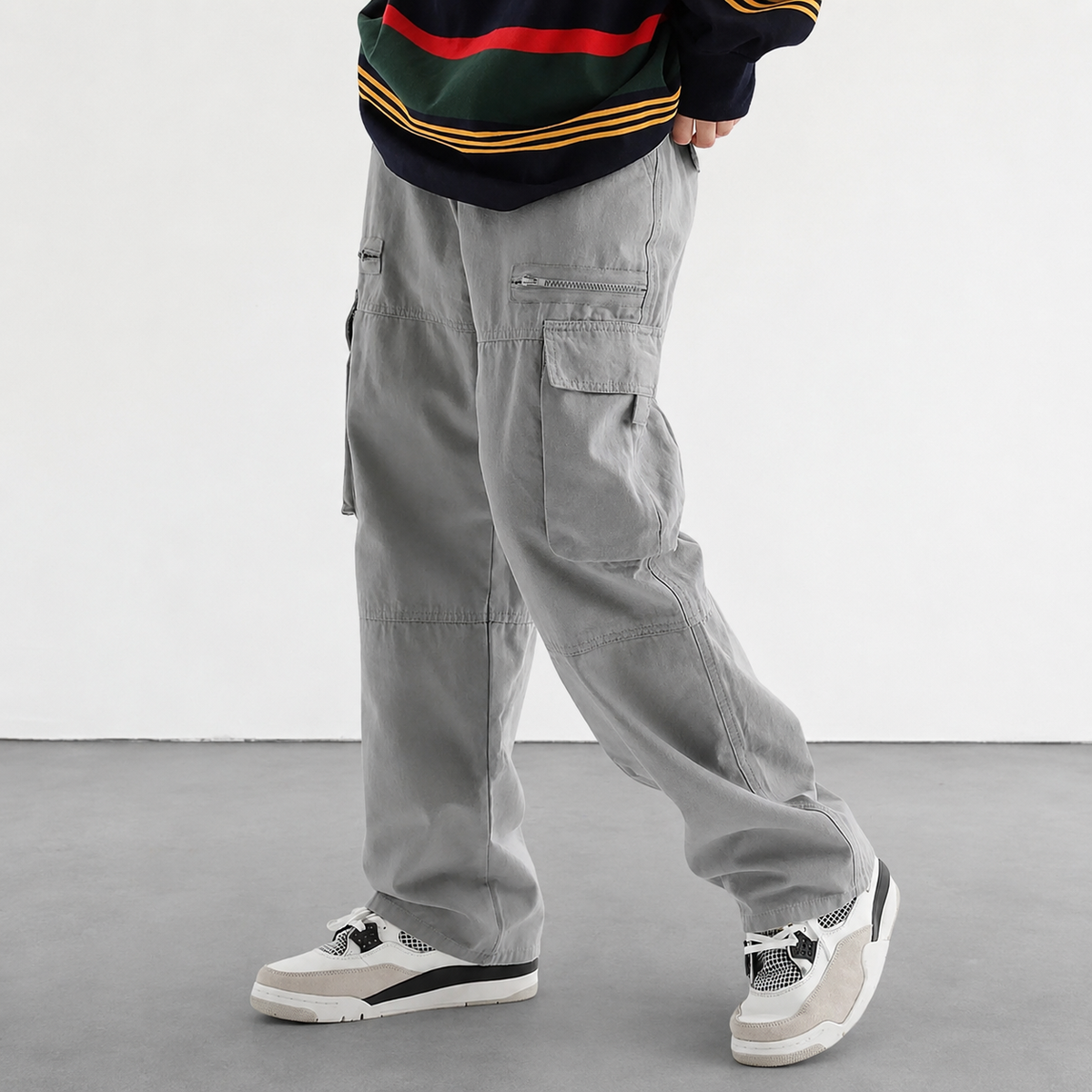 Casual Loose Outdoor Pants With Drawstring And Zipper For Men