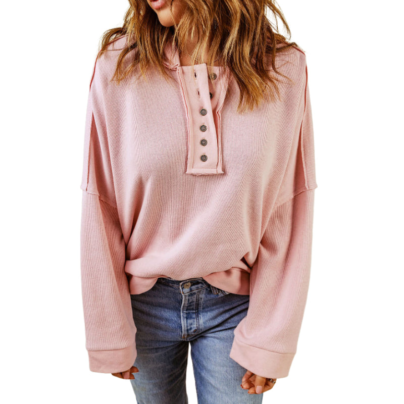 Cozy Button Knit Thick Sweater Hoodie