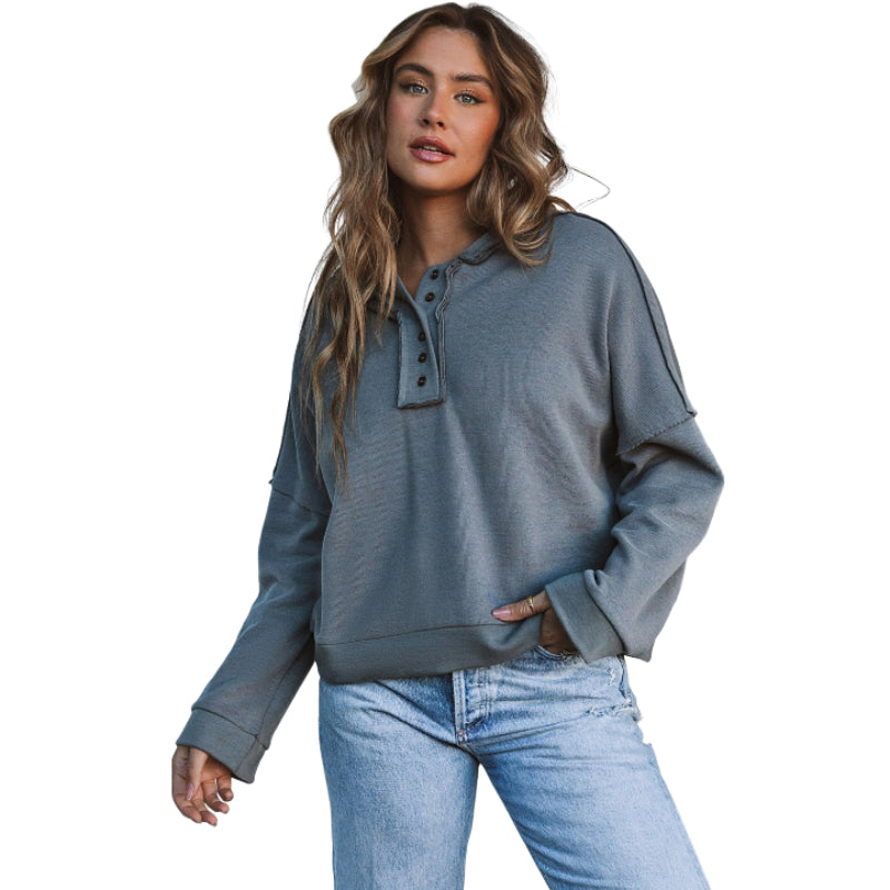 Cozy Button Knit Thick Sweater Hoodie