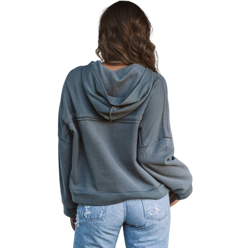 Cozy Button Knit Thick Sweater Hoodie
