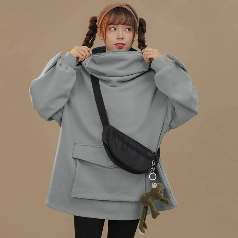 Letter Box Pocket Knit Frog Hoodie