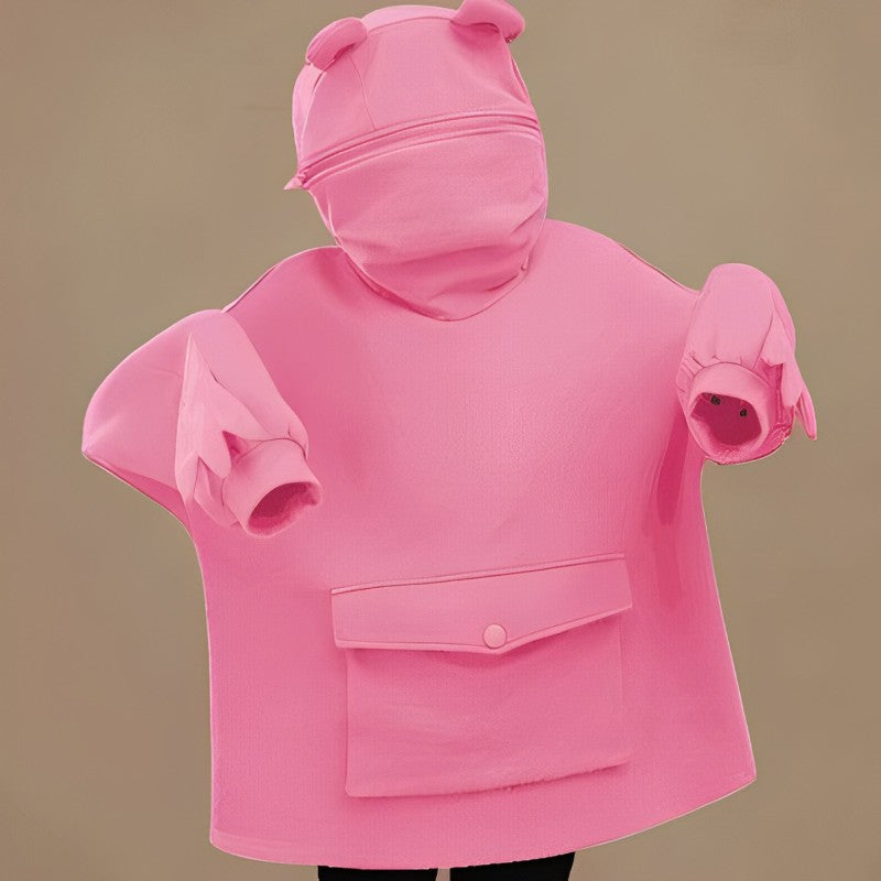 Letter Box Pocket Knit Frog Hoodie