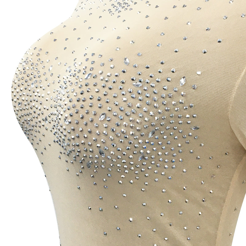 Langärmliger Party-Strampler mit Strasssteinen