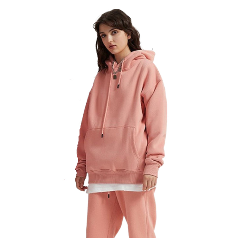 Relaxed Fit Long Fleece Plain Thick Hoodie