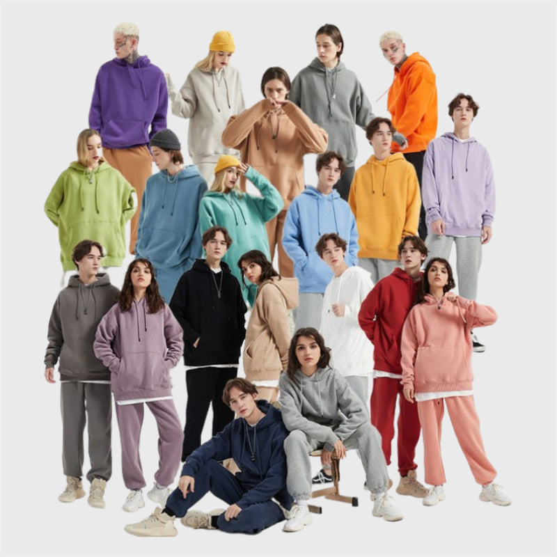Relaxed Fit Long Fleece Plain Thick Hoodie