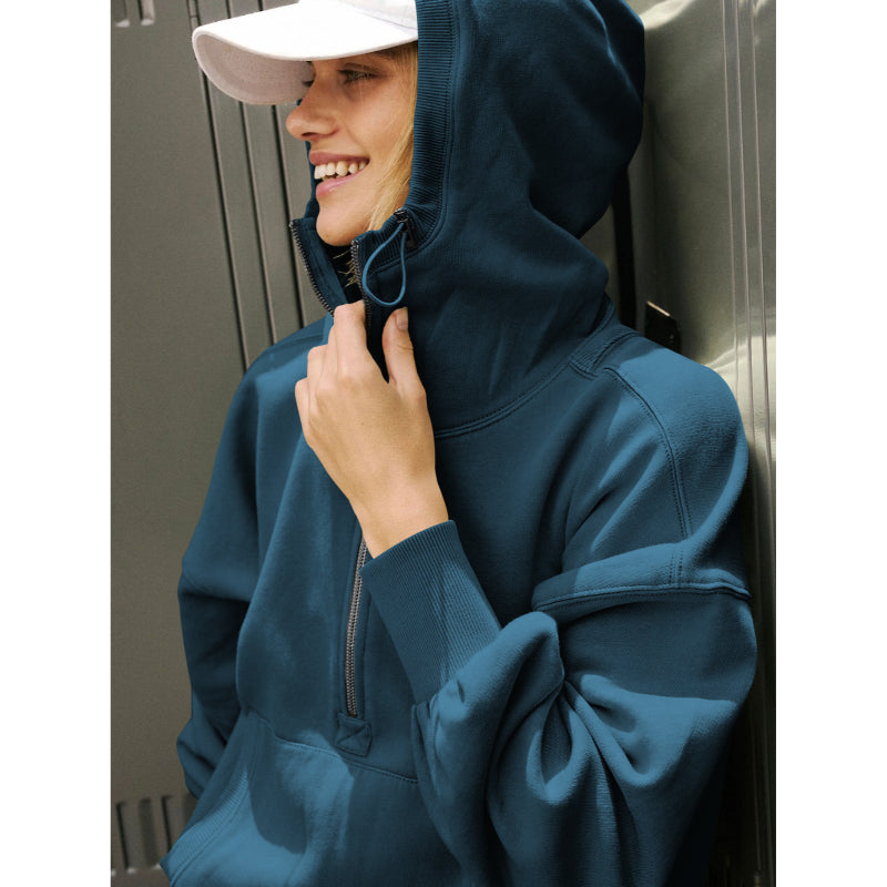 Tide Zipper Drawstring Long Sleeve Sweater Hoodie