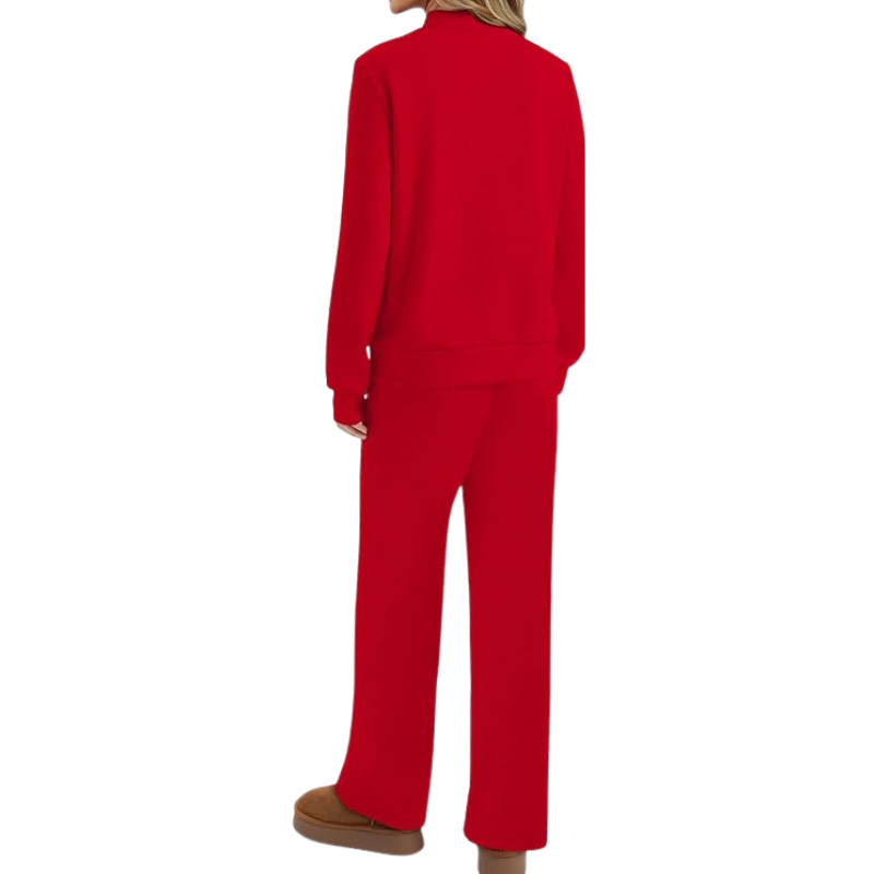 Two Piece Matching Travel Outfit With Comfortable Top And Loose Fit Pants For Women