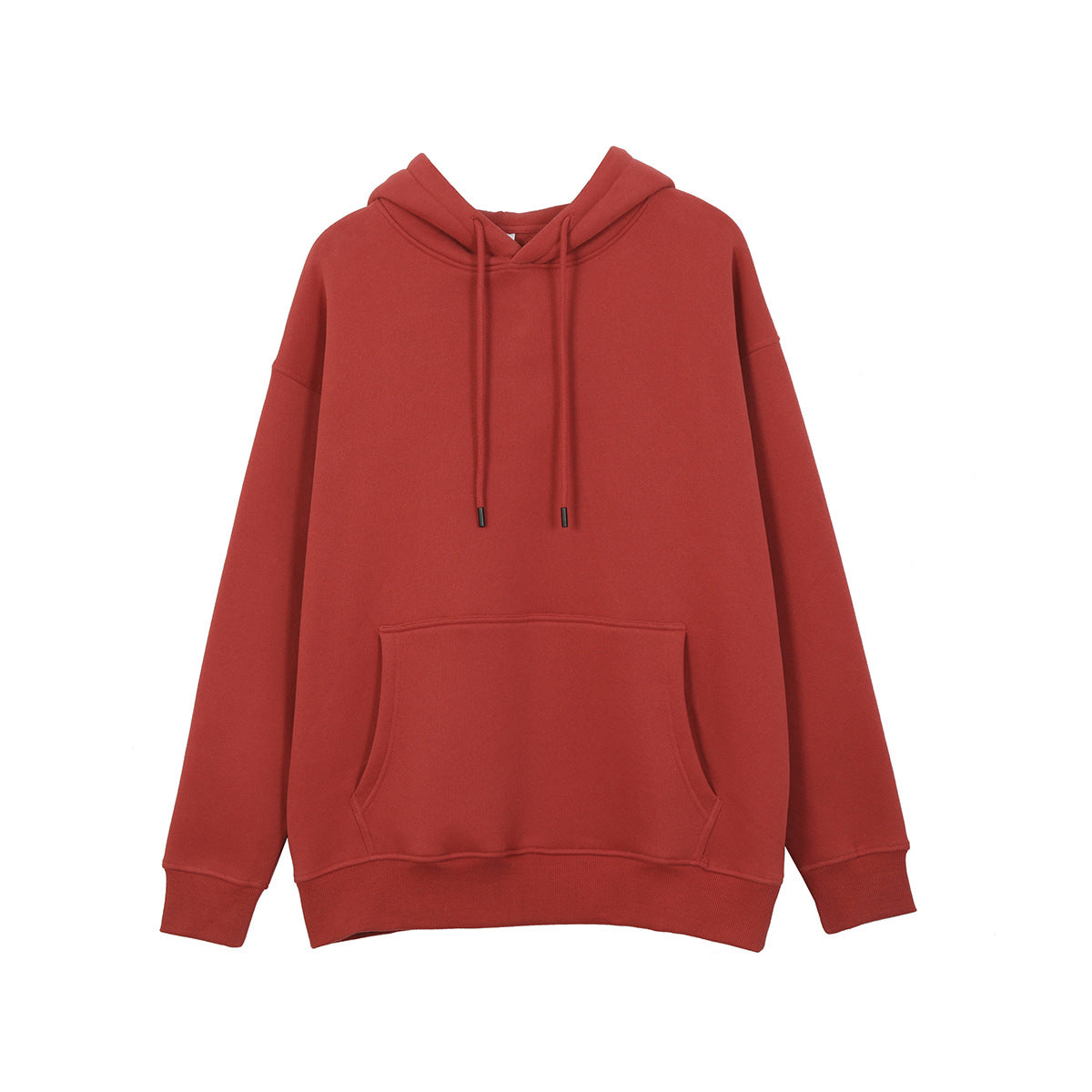 Relaxed Fit Long Fleece Plain Thick Hoodie