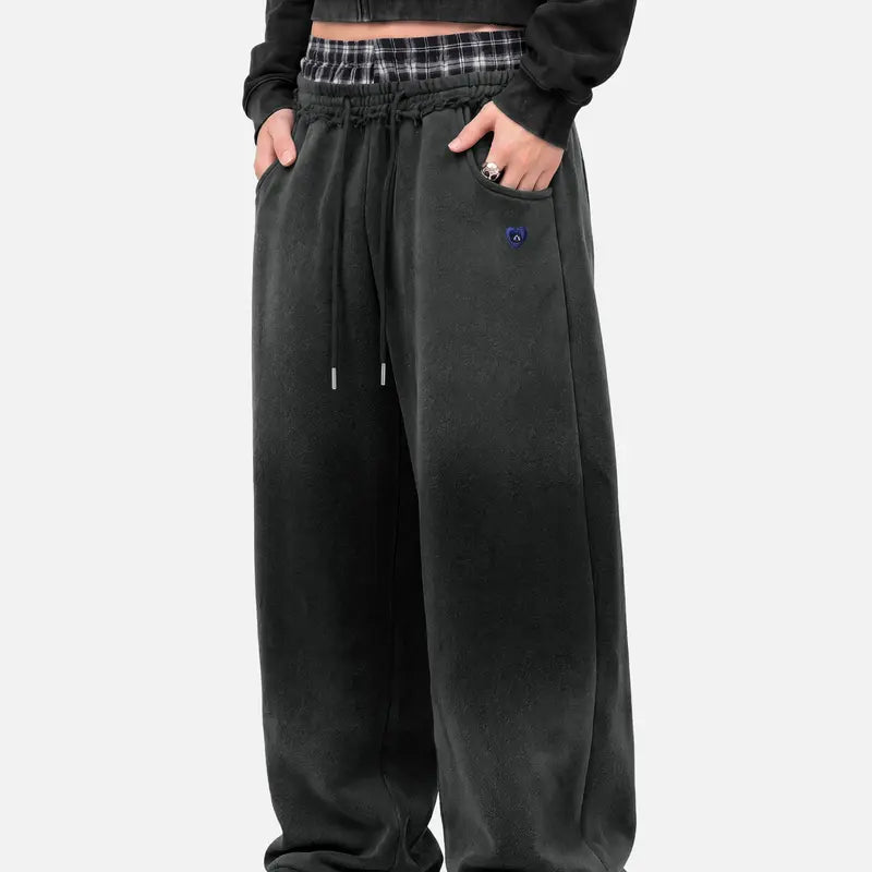 Loose Vintage Plaid Patchwork Sweatpants For Men And Women