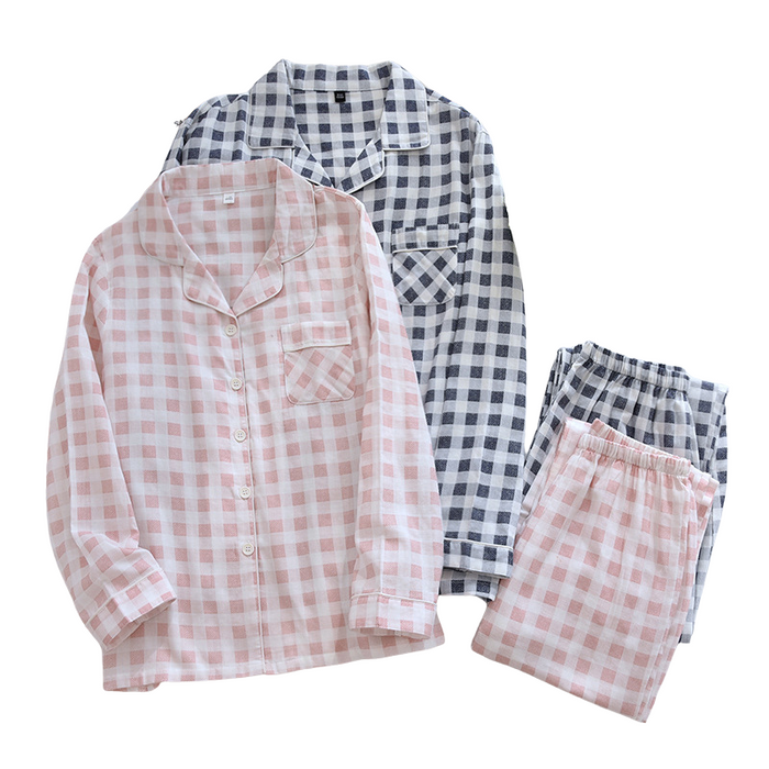 Cozy Long Sleeve Plaid Pajama Set