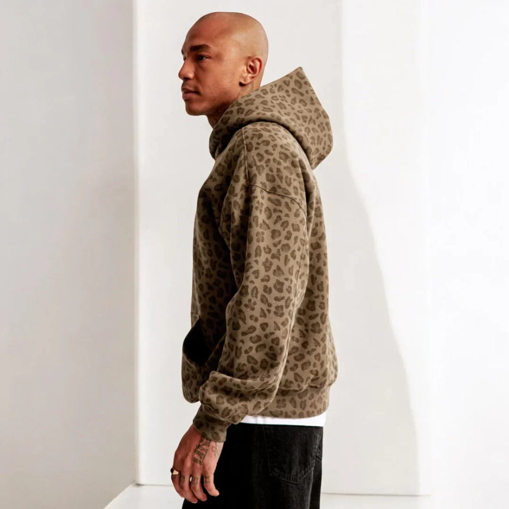 Printed Pullover Hoodie With Kangaroo Pocket