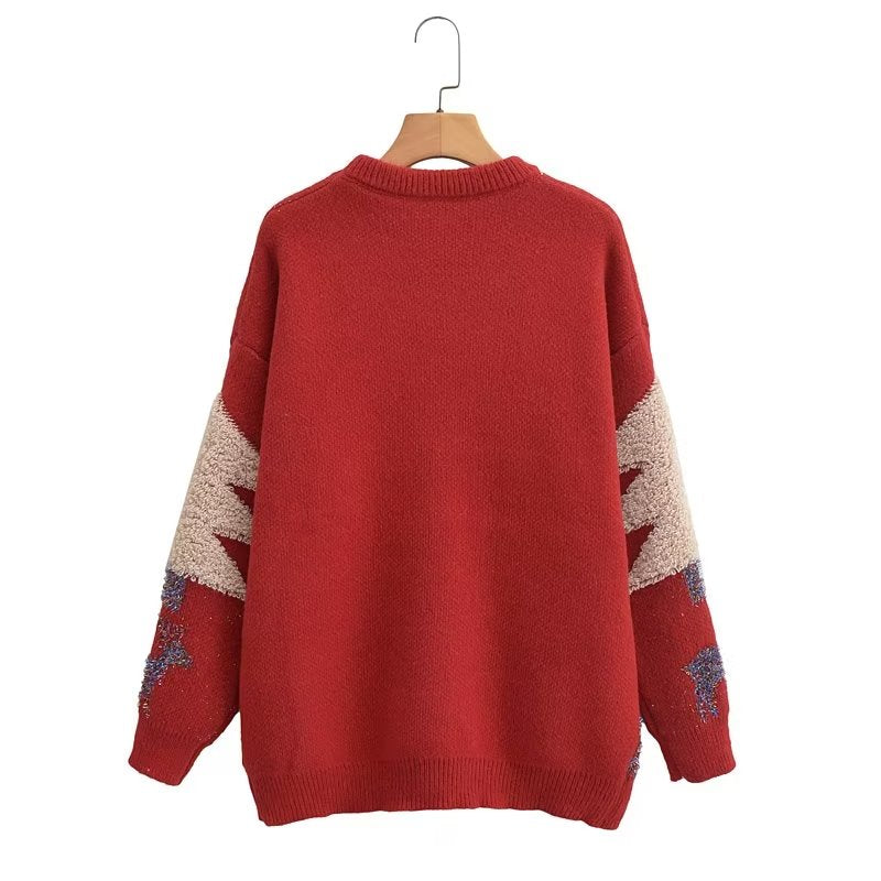 Pull tricoté avec arbre géant de Noël