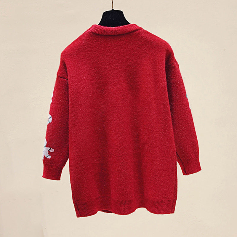 Pull doux tricoté ours de Noël