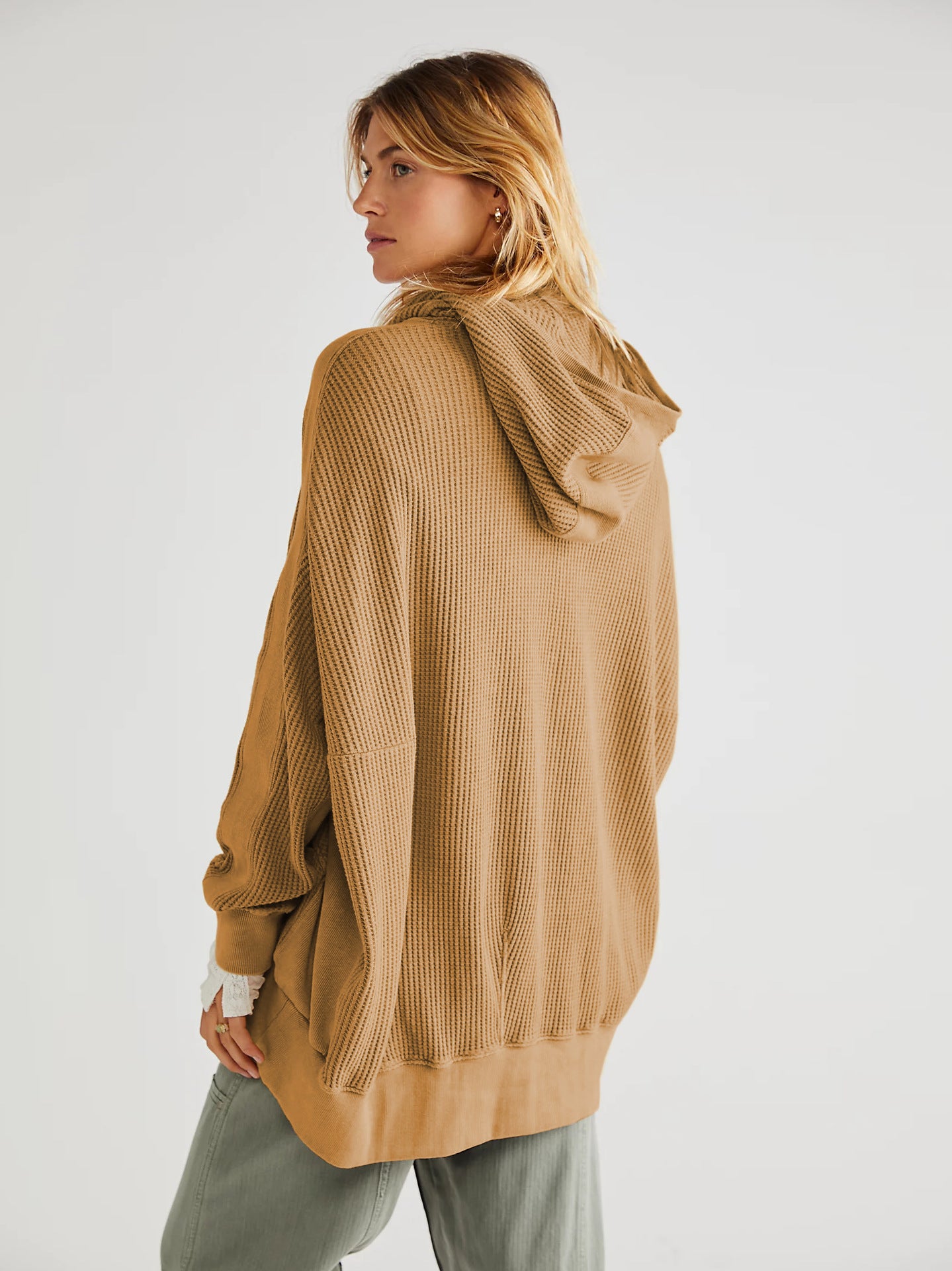 Long Zipper Open Front Cardigan Hoodie